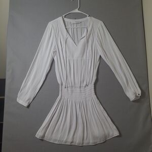 Alice & Trixie by Angela George Mini Dress M White Silk Smocked Waist Lined